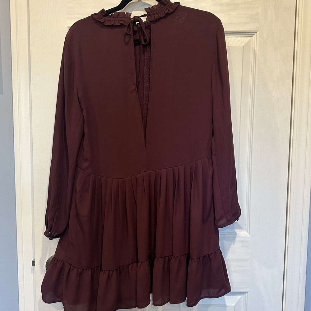 Aritzia Sunday Best Raleigh French Chic Burgundy Dress | Lace Ruffle Detail | XS - Picture 13 of 16